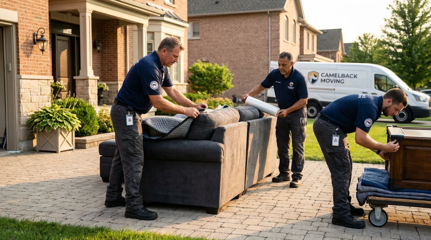 Large estate moving crew wrapping furniture in Monterey, VA